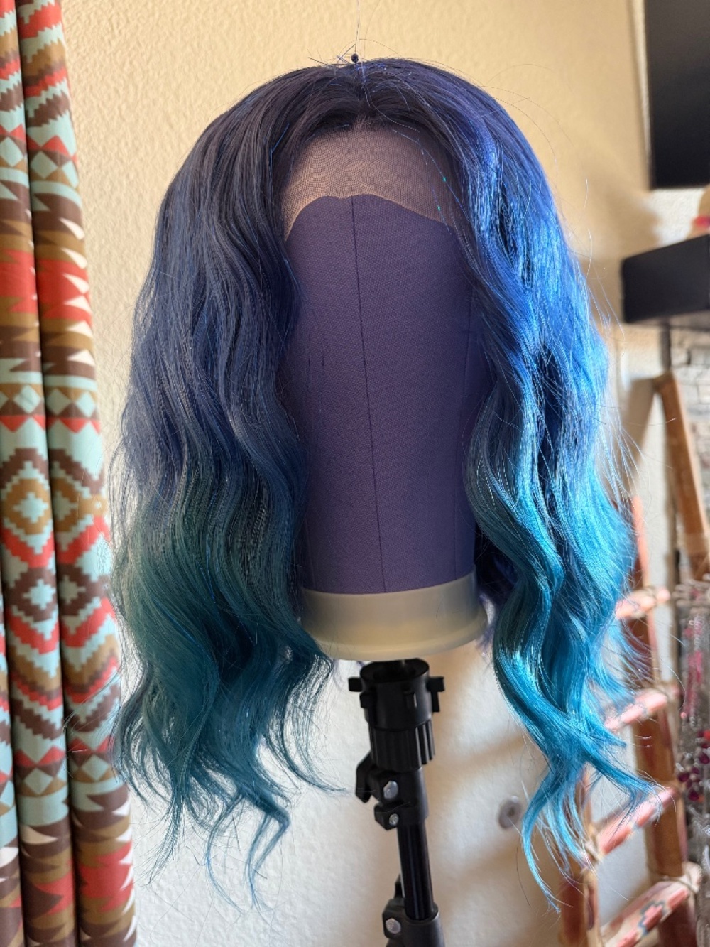 Imstyle Sparkly Blue Purple Wig Lace Curly with Tags - Mermaid Fairy Fantasy
